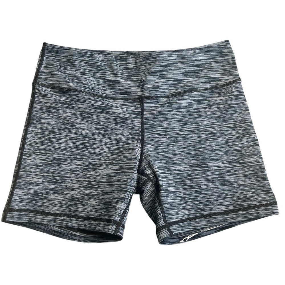 IAB MFG‎ Women’s 8 Black Gray Striped Compression Shorts High Rise Workout